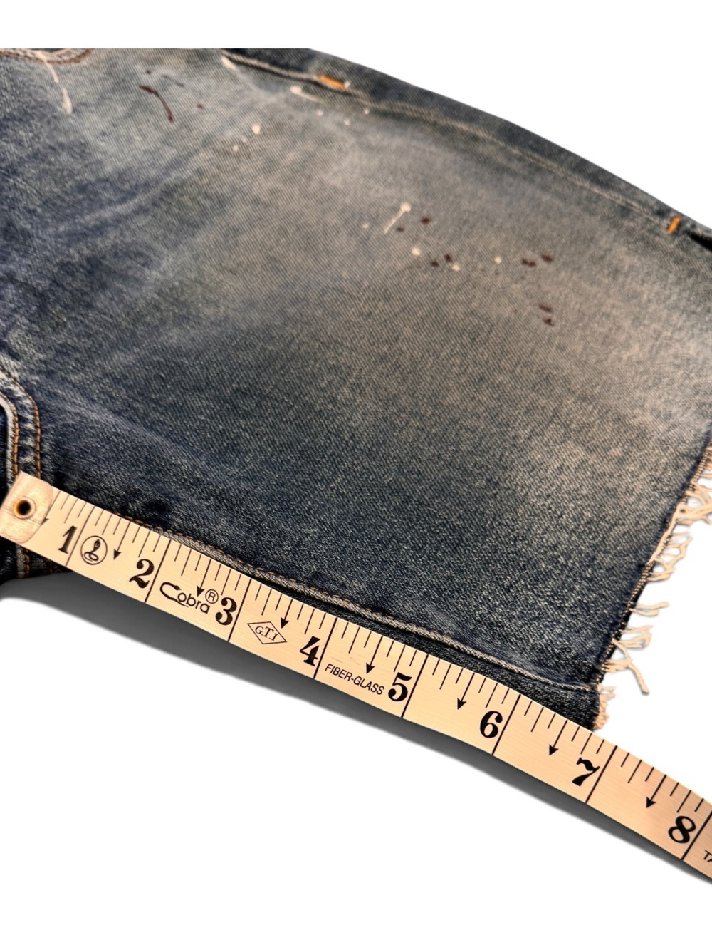 Hudson Jeans Hana Shorts in Blue Distressed Splattered Denim - Picture 3 of 9